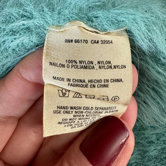 Knitted and Knotted Mint, Fuzzy Short Sleeves Sweater. Size S - Picture 8 of 9